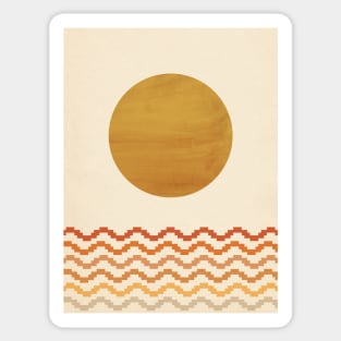 Abstract pixel sea and sun Sticker